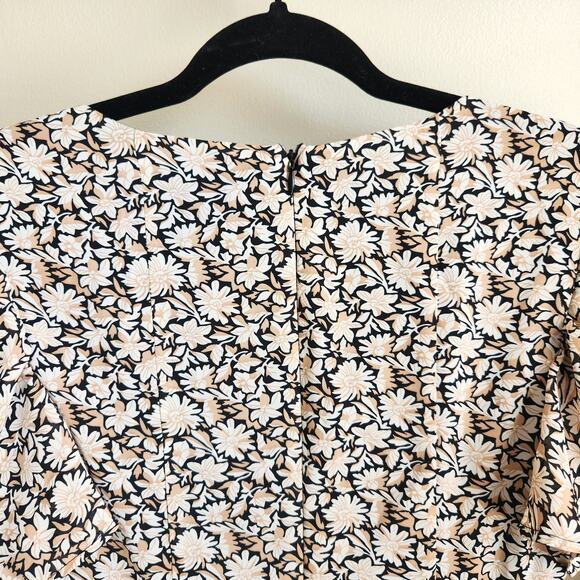 Sam Edelman Women Beige/Black Ditzy Floral Midi A-line Summer Dress Size US 2 - Picture 7 of 7